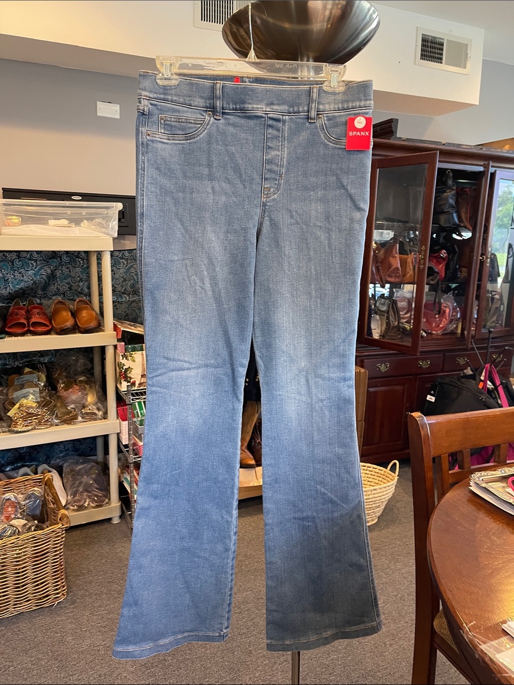 SPANX NWT Pull-On Denim Tall Wide Leg Flare Jeans Stonewashed XL